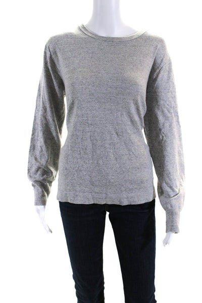 J Crew Womens Cotton Round Neck Long Sleeve Pullover Sweater Gray Size M