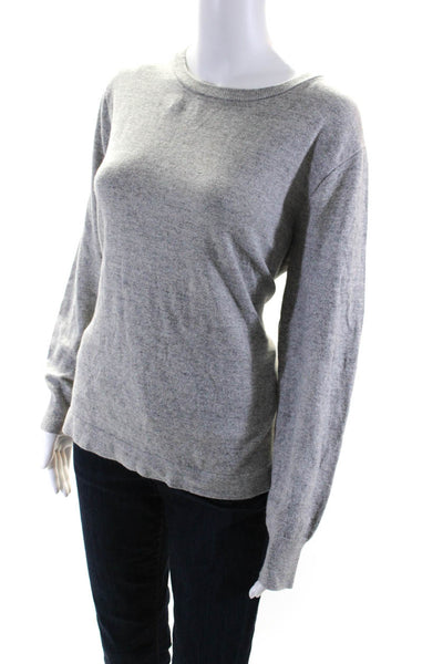 J Crew Womens Cotton Round Neck Long Sleeve Pullover Sweater Gray Size M