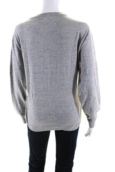 J Crew Womens Cotton Round Neck Long Sleeve Pullover Sweater Gray Size M