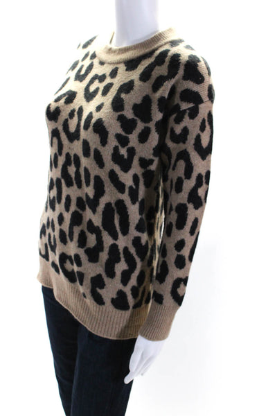 J Crew Womens Animal Print Textured Knitted Long Sleeve Sweater Brown Size M