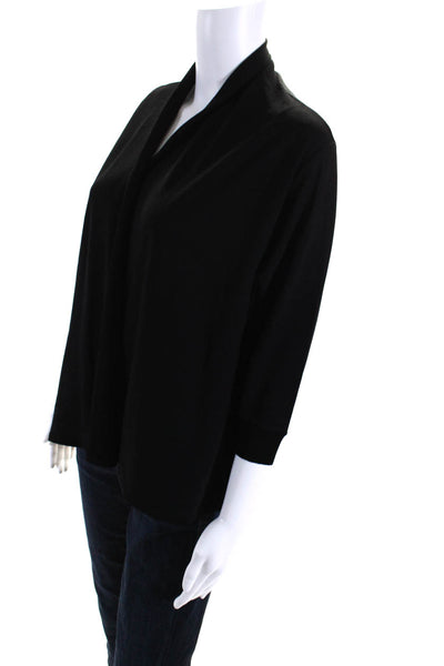 Max Mara Womens Jersey Knit 3/4 Sleeve Open Front Sweater Cardigan Black Size S