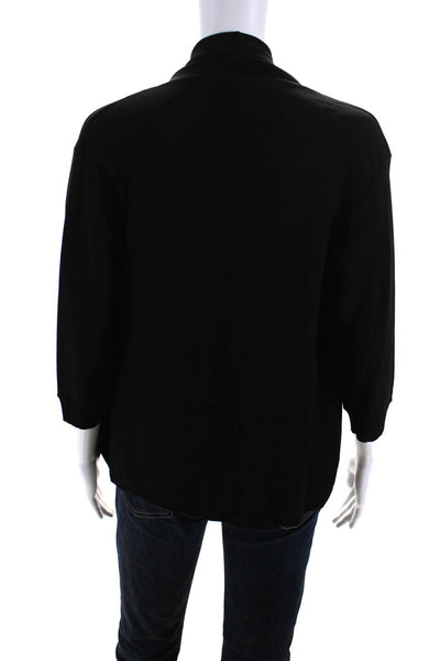 Max Mara Womens Jersey Knit 3/4 Sleeve Open Front Sweater Cardigan Black Size S