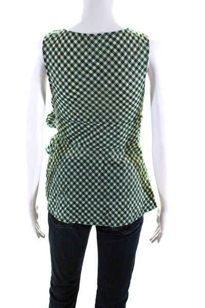 Odille Anthropologie Womens Cotton Gingham Print Knotted Camisole Green Size 2