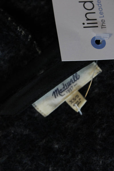 Madewell Womens Wool Knit Zig Zag Print Overcoat Coatigan Blue White Size XS