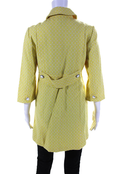 Tibi Womens Long Sleeve Double Breasted Collared Coat Yellow Wool Size Medium