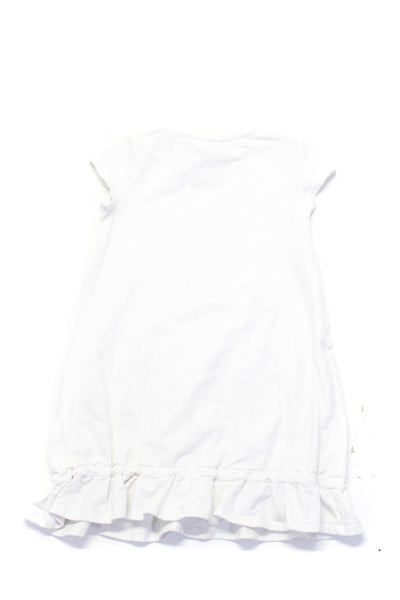Roberto Cavalli Girls White Pink Graphic Print Short Sleeve A-Line Dress Size 8