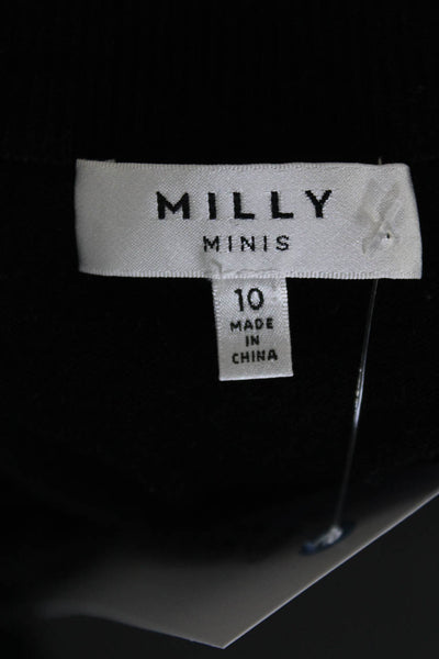 Milly Minis Girls Black Crew Neck Long Sleeve Cardigan Sweater Top Size 10