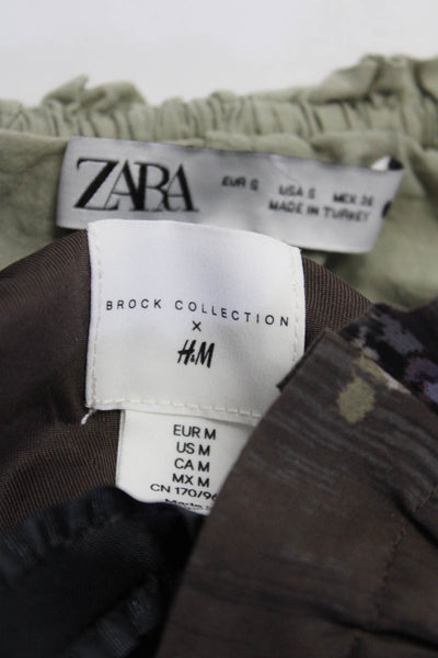 Zara Women's Halter Neck Smocked Tassel Flare Blouse Green Size S Lot 2