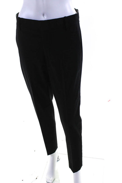 Vince Women's Wool Flat Front Straight Leg Trousers Black Size 4