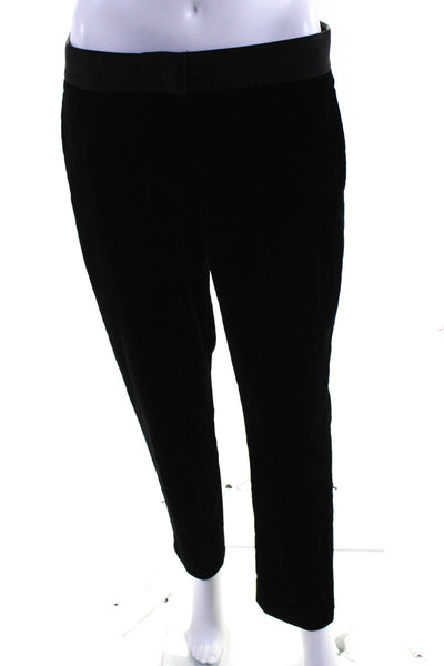 Theory Women's Velvet Mid Rise Flat Front Straight Leg Trousers Black Size 4