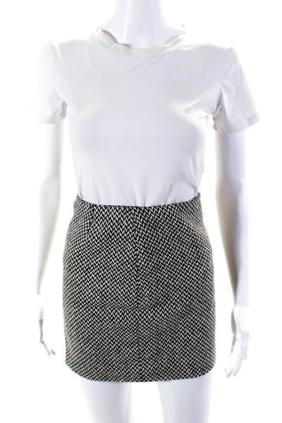 KORS Michael Kors Womens Woven Mini Skirt Black White Wool Size 4