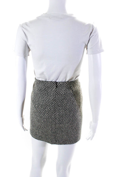 KORS Michael Kors Womens Woven Mini Skirt Black White Wool Size 4