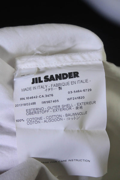 Jil Sander Womens Sleeveless V Neck Side Slit Top White Cotton Size FR 38