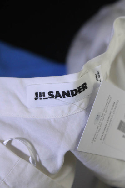 Jil Sander Womens Sleeveless V Neck Side Slit Top White Cotton Size FR 38
