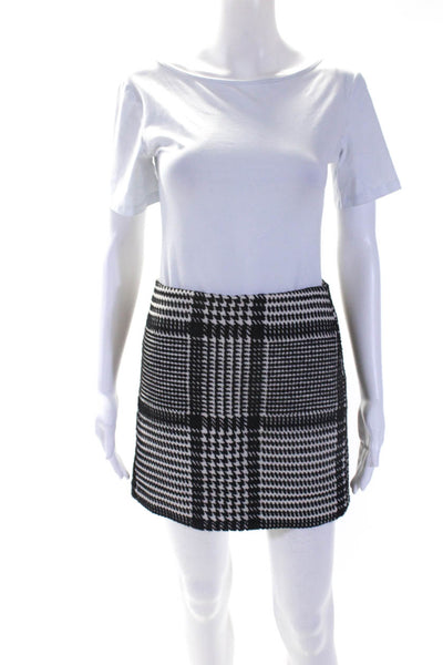 Theory Womens Ketill R Graphic Mini Skirt White Black Wool Size 0