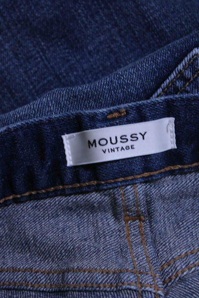 Moussy Womens Raw Hem Skinny Leg Jeans Blue Cotton Size 24