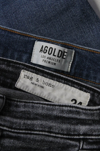 Agolde Rag & Bone Womens Cotton Denim Skinny Jeans Blue Gray Size 24 Lot 2