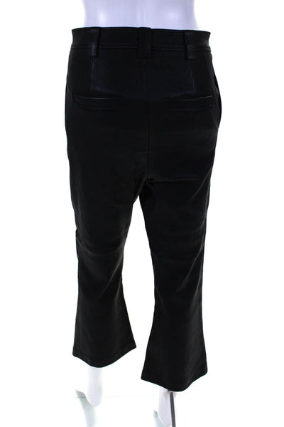 ALC Women's Button Closure Pockets Leather Straight Leg Pant Black Size 6