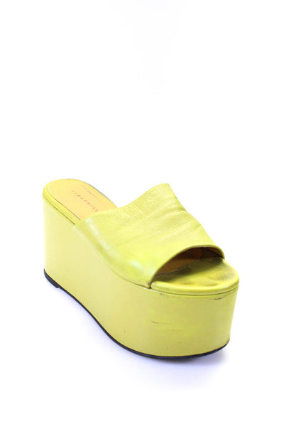 Simon Miller Women's Open Toe  Platform Wedge Slides Sandal Green Size 9