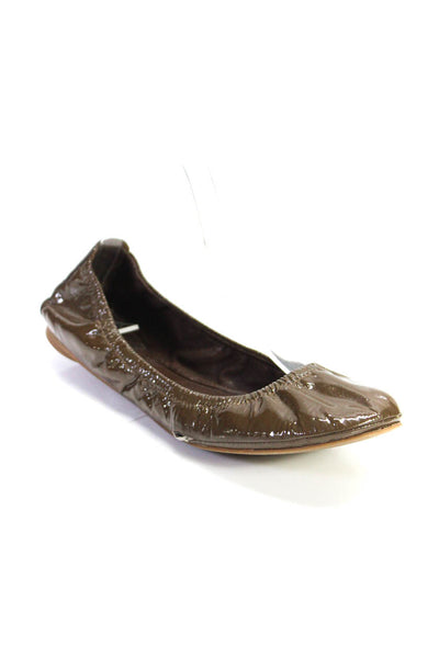 Tory Burch Womens Round Toe Patent Leather Ballet Flats Brown Size 7