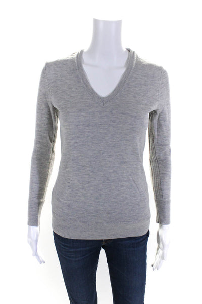 Rag & Bone Jean Womens Long Sleeve V Neck Sweatshirt Gray Wool Size 2XS