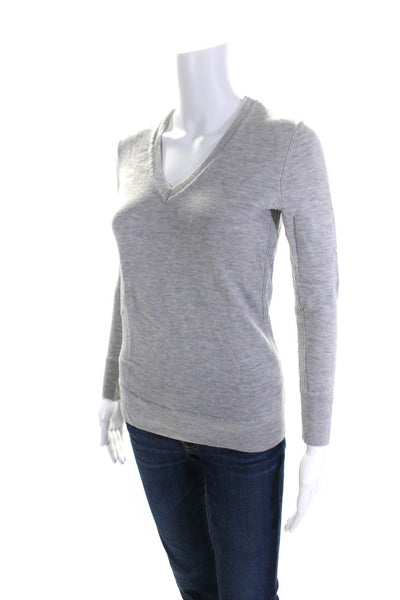 Rag & Bone Jean Womens Long Sleeve V Neck Sweatshirt Gray Wool Size 2XS