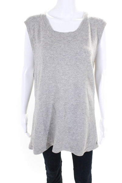 Tom Scott Womens Cashmere Round Neck Sleeveless Open Back Knit Tank Gray Size OS