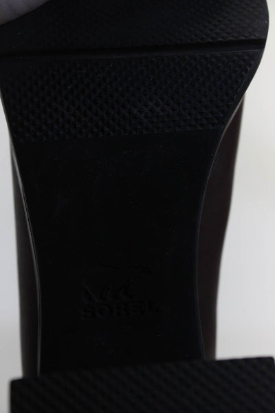 Sorel Women's Leather Platform Block Heel Ankle Booties Brown Size 6.5