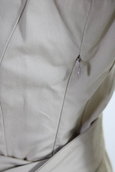 Peter Elliot Women's Cotton Short Sleeve Lined Button Up Pencil Dress Beige Size