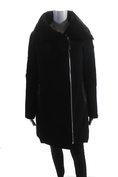 Derek Lam 10 Crosby Womens Black Cowl Neck Full Zip Long Sleeve Coat Size S