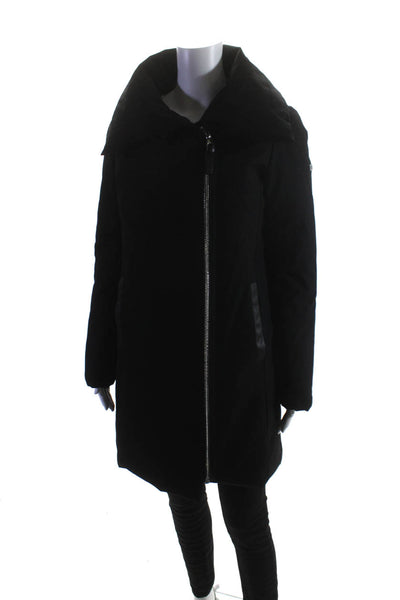 Derek Lam 10 Crosby Womens Black Cowl Neck Full Zip Long Sleeve Coat Size S