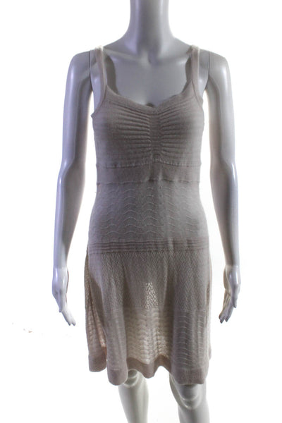 Derek Lam Womens Pink Open Knit Scoop Neck Sleeveless Mini Dress Size S