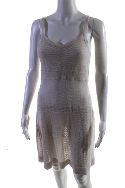 Derek Lam Womens Pink Open Knit Scoop Neck Sleeveless Mini Dress Size S