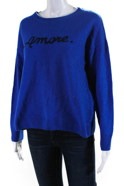 Gerard Darel Womens Amore Intarsia Crew Neck Sweater Blue Wool Size 3