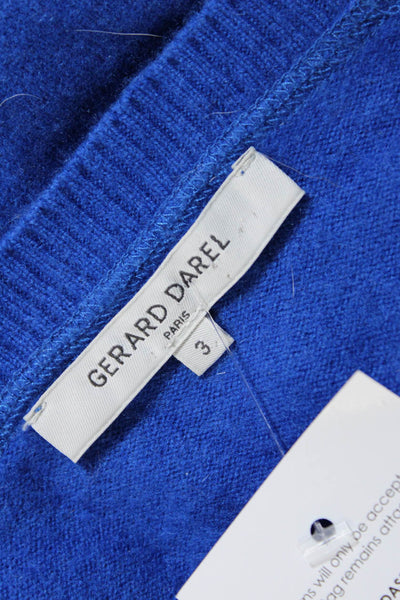 Gerard Darel Womens Amore Intarsia Crew Neck Sweater Blue Wool Size 3