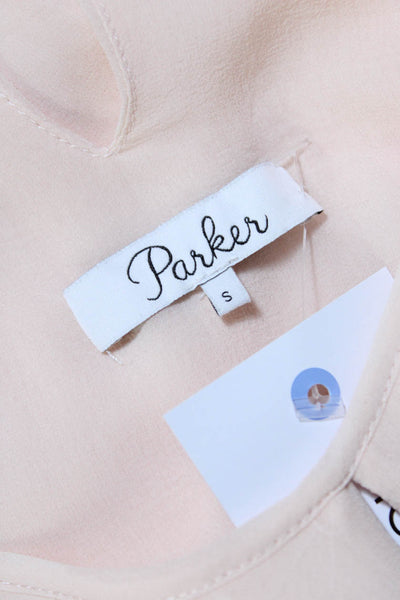 Parker Womens Silk Sleeveless Hook & Eye Tiered Hem Pullover Blouse Pink Size S