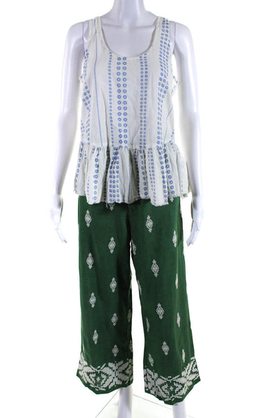 Current/Elliott Zara Womens Cotton Floral Print Tank Blouse Pants White Size 1 S