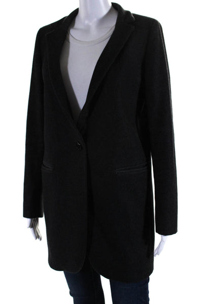 Weekend Max Mara Womens Woven Long Sleeved Slim One Button Overcoat Gray Size 8