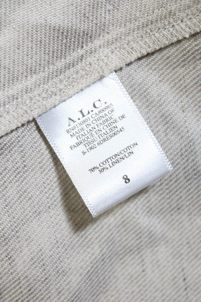 ALC Womens Buttoned Pocket Tied Waist Short Sleeved Shirt Dress Beige Size 8