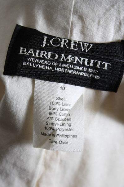 J Crew Baird McNutt Womens Open Front 3/4 Sleeve Jacket Yellow Linen Size 10