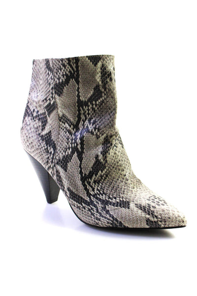 Treasure & Bond Womens Faux Snakeskin Tapered Heel Ankle Boots Taupe Size 9
