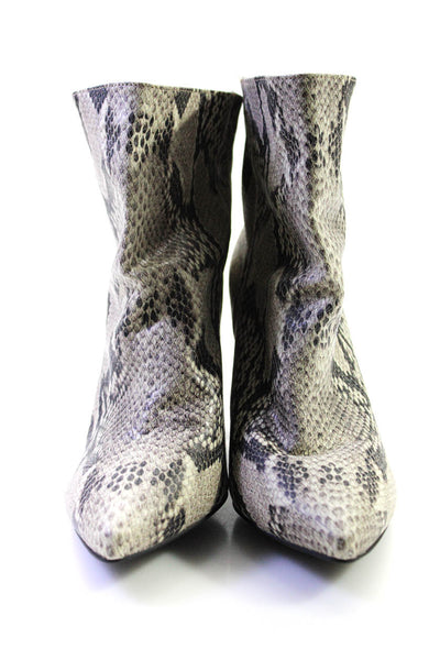 Treasure & Bond Womens Faux Snakeskin Tapered Heel Ankle Boots Taupe Size 9