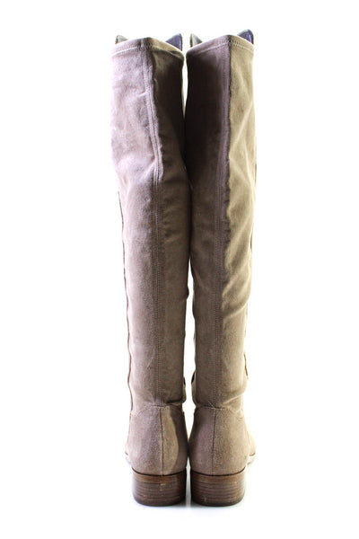 Sole Society Womens Low Heel Flat Over The Knee Boots Beige Suede Size 10