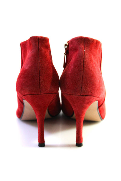 Zara Womens Embellished Spike Rhinestone Cap Toe Stiletto Booties Red Size 40 10