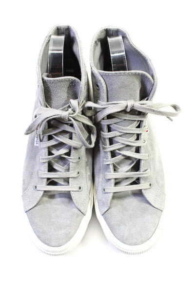 Superga Unisex High Top Lace Up Athletic Sneakers Light Gray Suede Size M8.5 W10