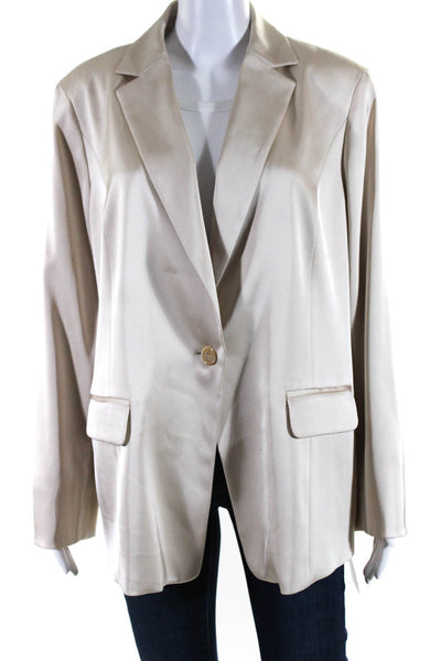 Etcetera Womens Button Down Light Suit Jacket Beige Size 16