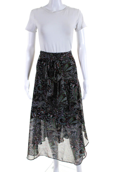 Etcetera Womens Paisley Print A Line Belted Skirt Navy Blue Multicolored Size 16