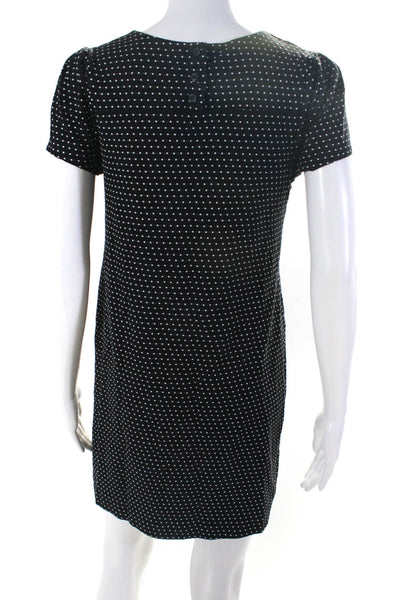 Maeve Womens Cotton Polka Dot Print Round Neck Midi A-Line Dress Black Size S