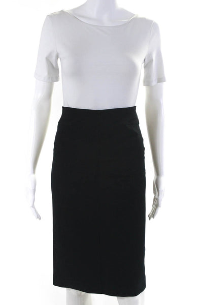 Anna Molinari Womens Solid Black Zip Back Midi Pencil Skirt Size 40