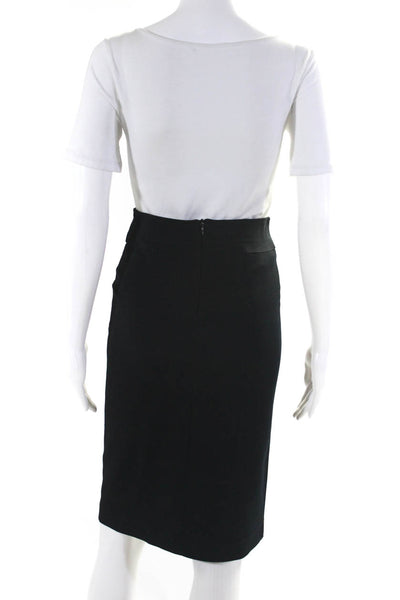 Anna Molinari Womens Solid Black Zip Back Midi Pencil Skirt Size 40